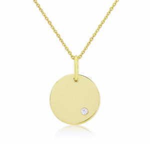 9CT SOLID GOLD DIAMOND DISC NECKLACE