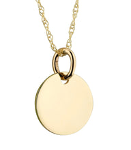 Load image into Gallery viewer, 9CT YELLOW GOLD DISC PENDANT - PERSONALISE ME