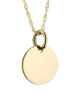 9CT YELLOW GOLD DISC PENDANT - PERSONALISE ME