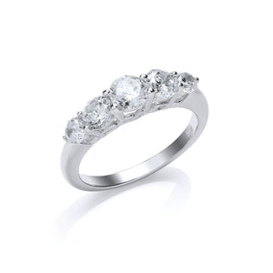 STERLING SILVER FIVE STONE DRESS RING
