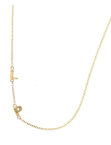 9CT SOLID GOLD SIDE INITIAL NECKLACE