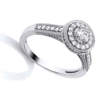 Load image into Gallery viewer, 9CT WHITE GOLD HALO DIAMOND ENGAGEMENT RING
