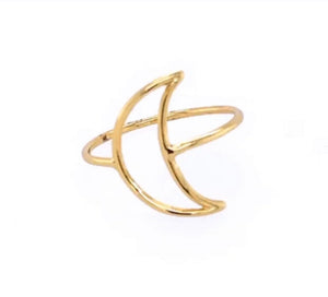 9CT YELLOW GOLD HANDCRAFTED GOLD MOON RING