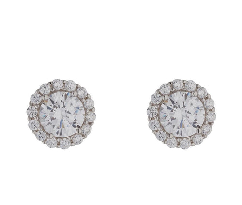 STERLING SILVER CLUSTER CZ EARRINGS