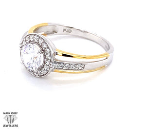 9CT GOLD 2 TONE HALO RING