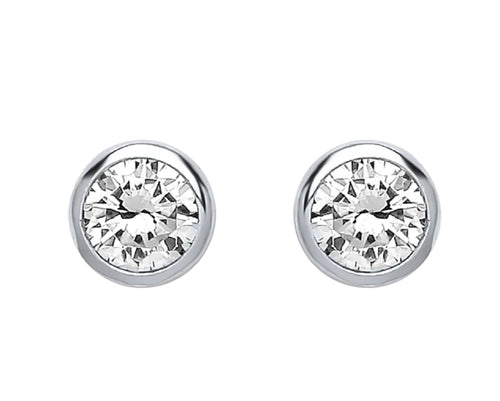 STERLING SILVER CUBIC ZIRCONIA 3MM SOLITAIRE STUD EARRINGS