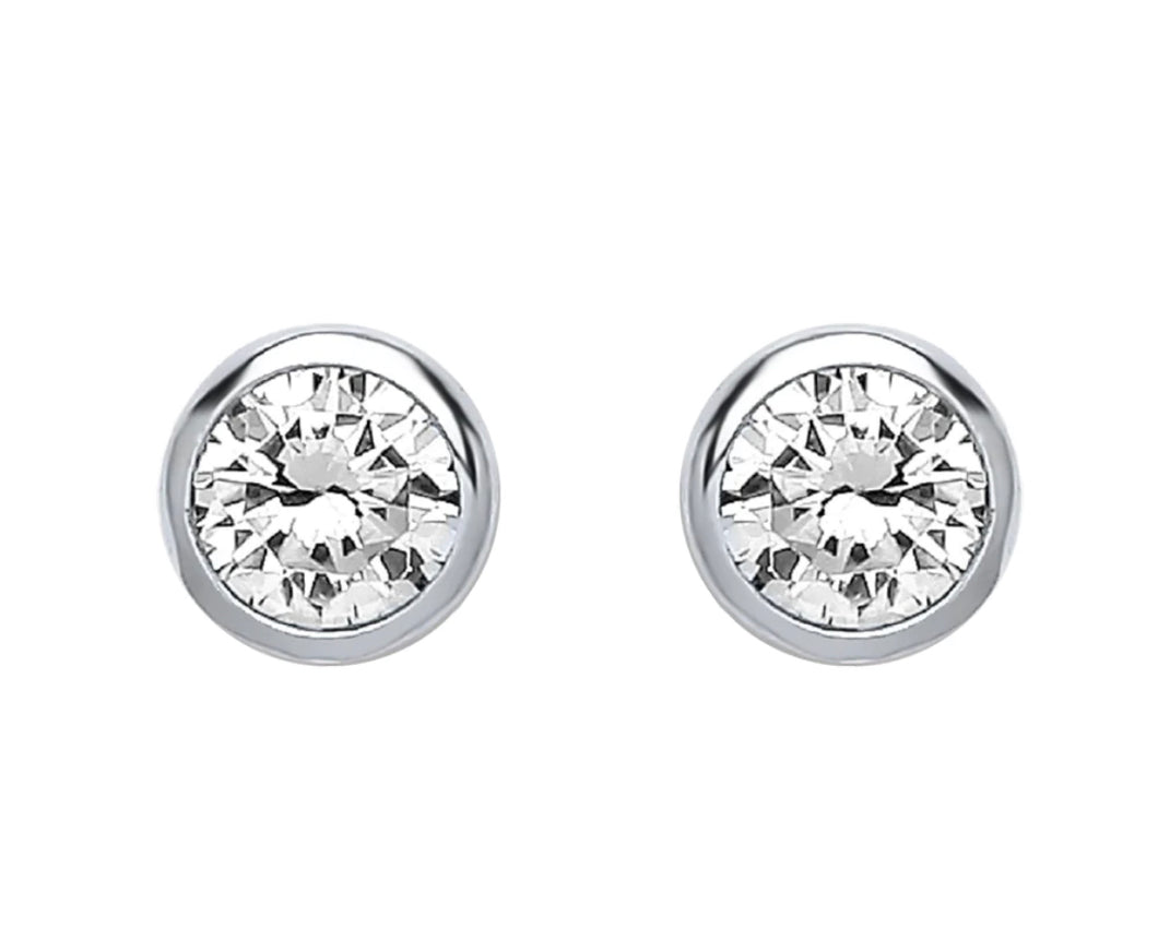 STERLING SILVER CUBIC ZIRCONIA 3MM SOLITAIRE STUD EARRINGS
