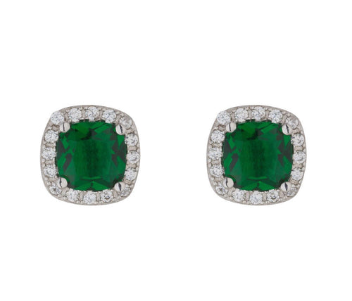 Emerald CZ Small Square Stud