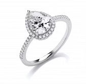 STERLING SILVER PEAR CUT CUBIC ZIRCONIA RING
