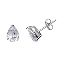Load image into Gallery viewer, STERLING SILVER CLAW SET PEAR CUT STUD EARRINGS