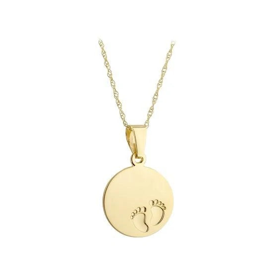 9CT GOLD BABY FEET PENDANT - PERSONALISE WITH INITIAL OR NAME