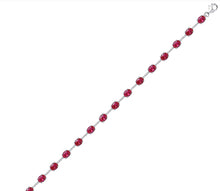 Load image into Gallery viewer, STERLING SILVER OVAL RUBY CUBIC ZIRCONIA BRACELET