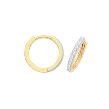 Load image into Gallery viewer, 9CT YELLOW GOLD CUBIC ZIRCONIA HUGGIE EARRINGS