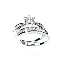 Load image into Gallery viewer, STERLING SILVER BRILLIANT CUT CUBIC ZIRCONIA RING SET