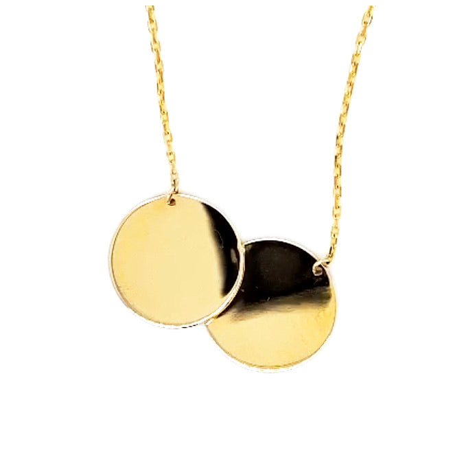 Gold double store disc necklace