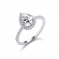 STERLING SILVER PEAR CUT CUBIC ZIRCONIA RING
