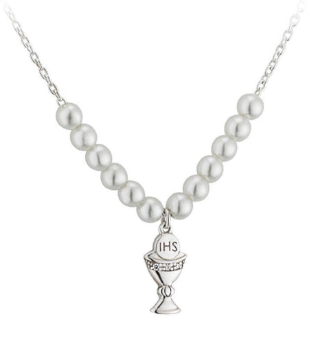 SILVER PEARL COMMUNION CHALICE PENDANT