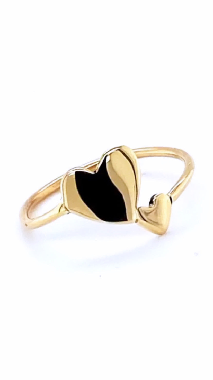 DOUBLE LOVE HEART RING CAST IN 9CT GOLD