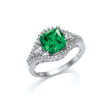 STERLING SILVER EMERALD FANCY DRESS RING