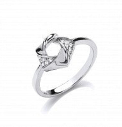 STERLING SILVER CUBIC ZIRCONIA FLOWER RING