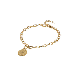 YELLOW GOLD PLATED CHARM BRACELET