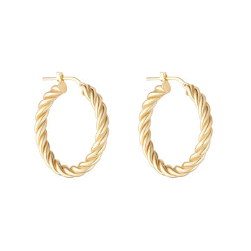 18CT RICH YELLOW GOLD PLATED TWIST HOOP