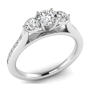 18CT WHITE GOLD 3 STONE 1.00CT DIAMOND RING