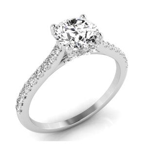18CT WHITE GOLD DIAMOND SOLITAIRE RING WITH STONE SET SHOULDERS