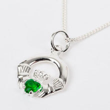 Load image into Gallery viewer, STERLING SILVER BIRTHSTONE CLADDAGH NECKLACE